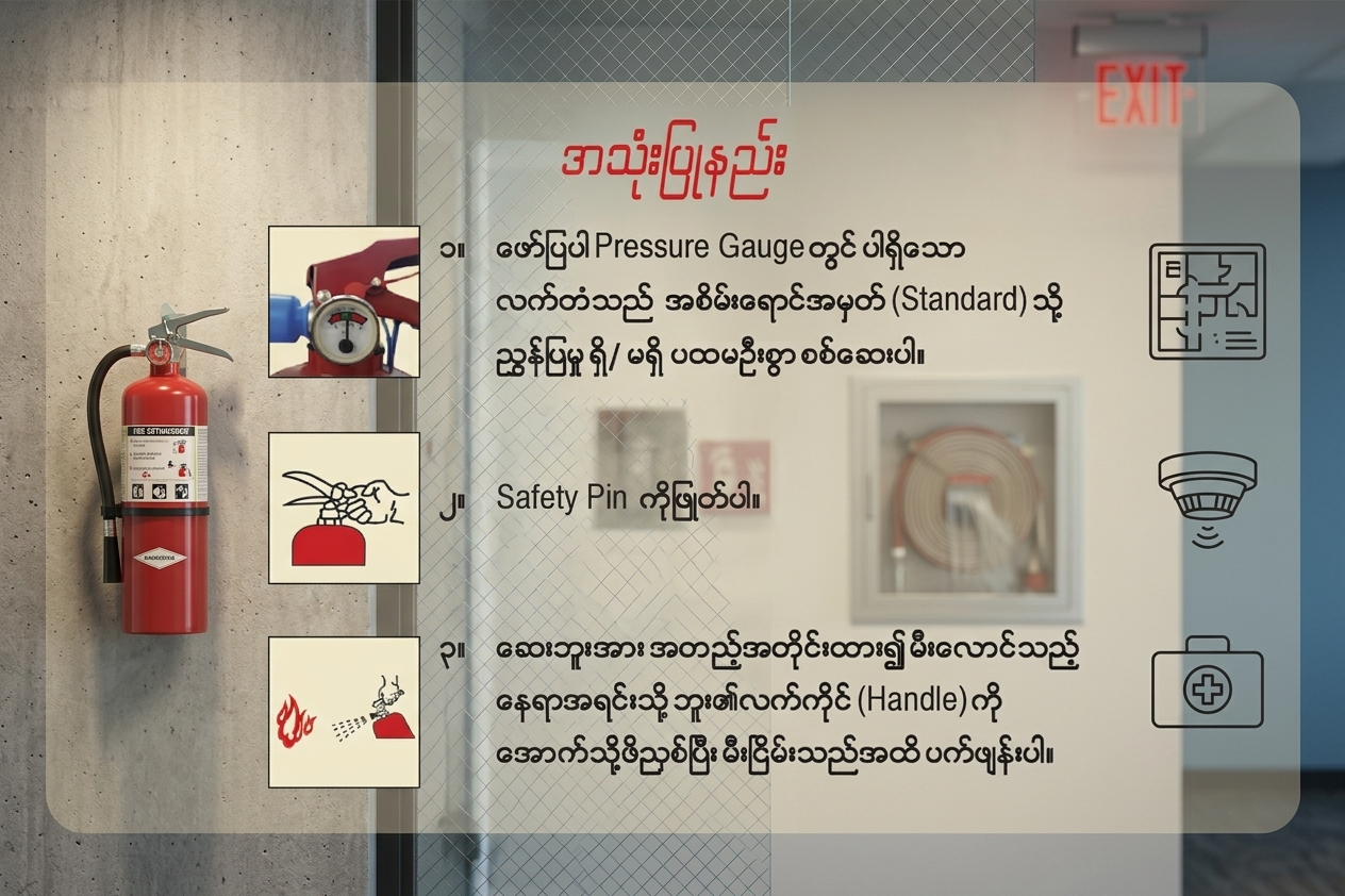မီးသတ်ဆေးဘူးအသုံးပြုနည်းလမ်းညွှန်