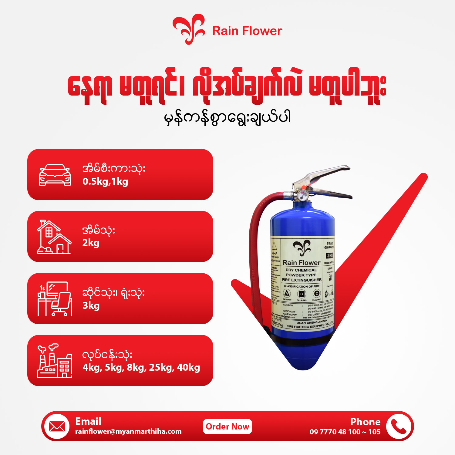 နေရာမတူရင် အရွယ်အစား ကွာခြားတတ်ပါတယ် - မိမိပတ်ဝန်းကျင်နဲ့ လိုက်ဖက်မယ့် မီးသတ်ဆေးဘူး အရွယ်အစားကို ဘယ်လိုရွေးချယ်မလဲ။